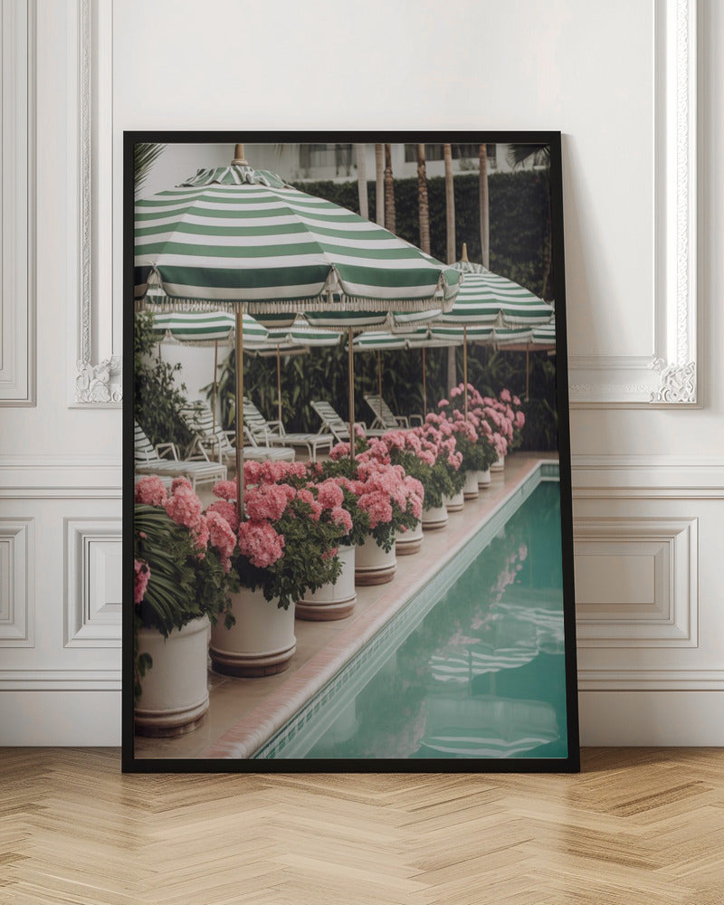 Green Pool Flowers Poster