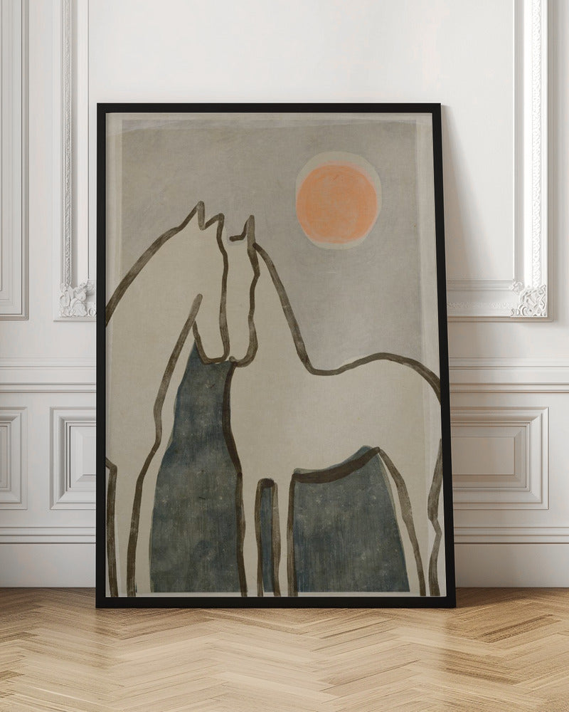 Horses at sunset Poster