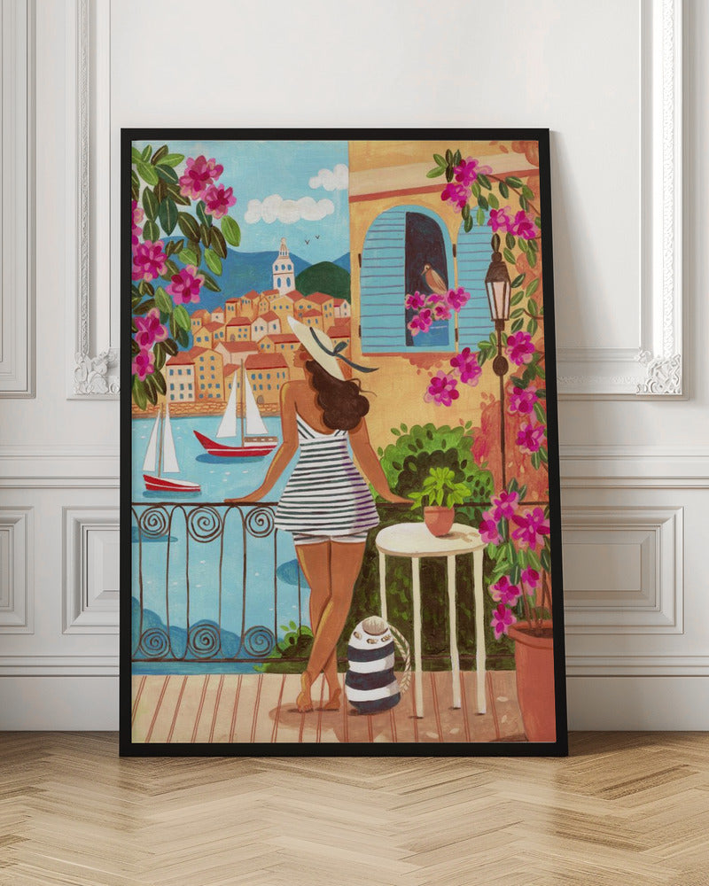 Travel poster woman in Saint-Tropez, France Poster