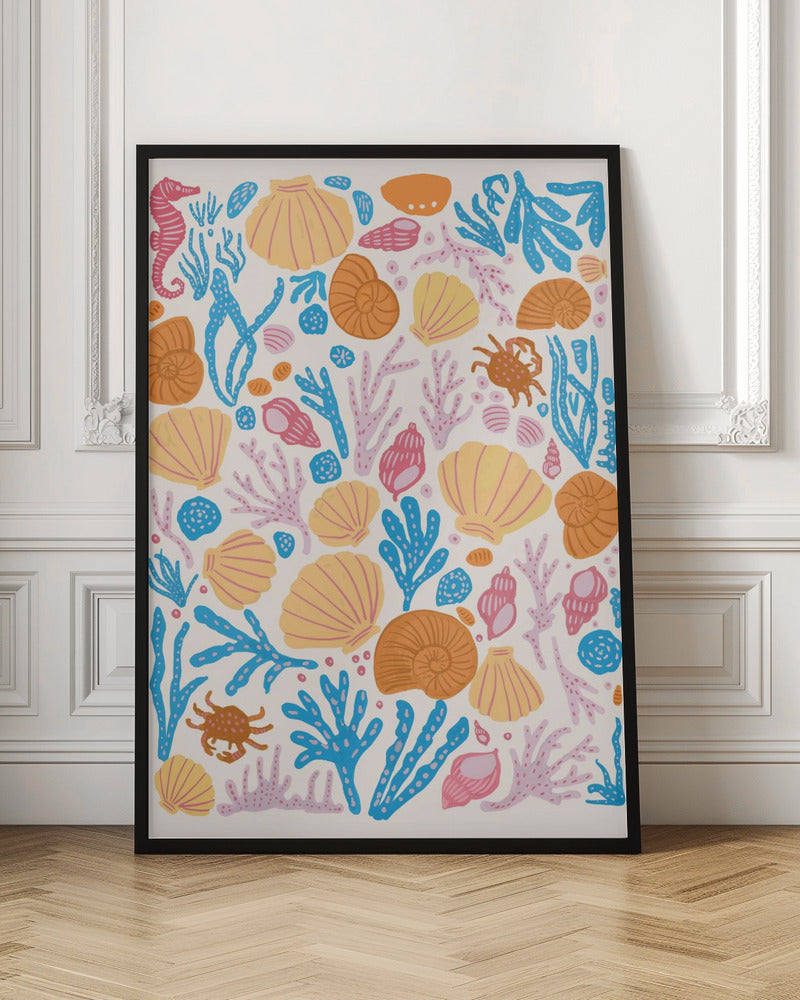 Sea Critters Color On White Poster