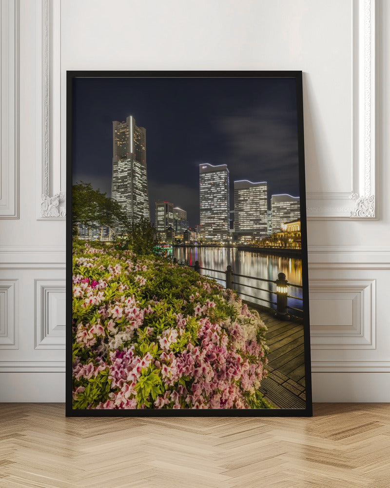 Picturesque Yokohama skyline at night Poster