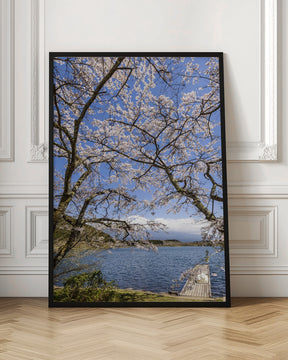 Charming Lake Tanuki with Mount Fuji Poster