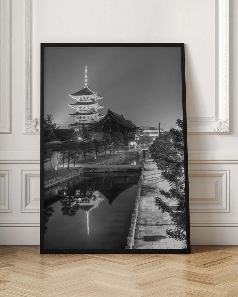 Charming impression of To-ji in the evening - monochrome Poster