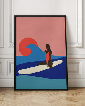 Girl On a Surfboard Poster