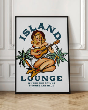 Island Lounge Tropical Pin Up Girl Playing Guitar Poster