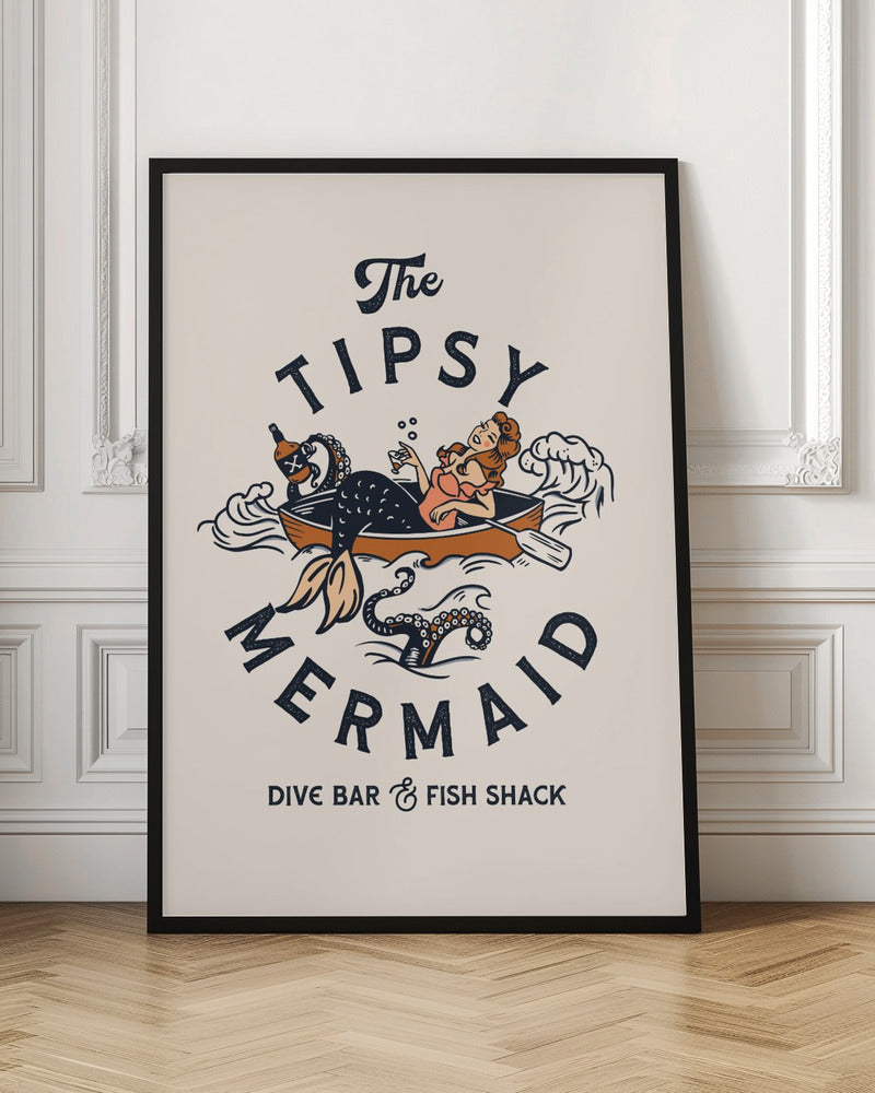 Tipsy Mermaid Dive Bar Mermaid Art Poster