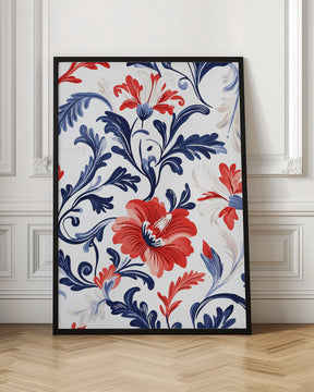 Floral In Blue and Red Poster