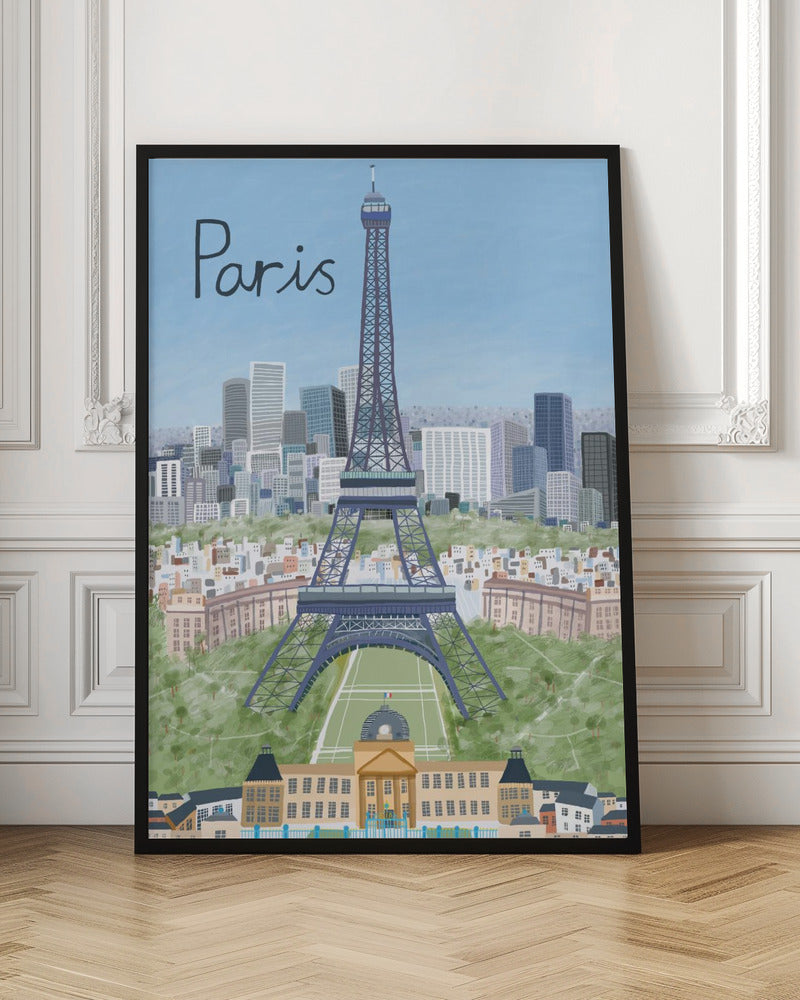 Eiffel Tower with Paris City in Background by Artist Carla Daly Poster