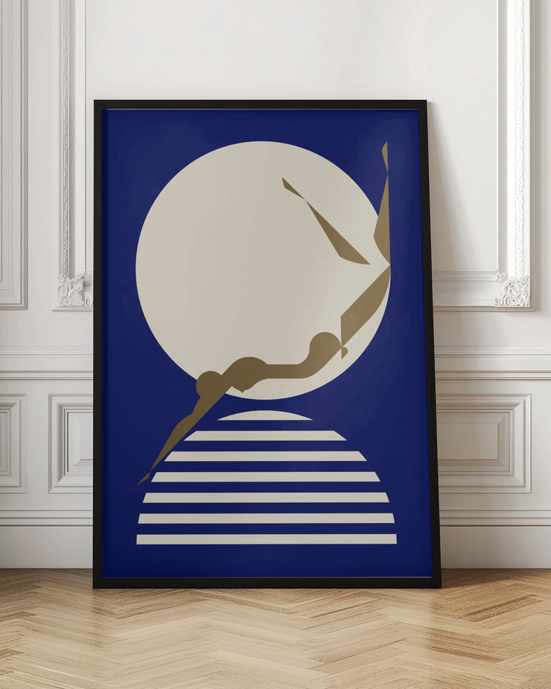 Swimmer Blue Poster Poster