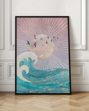 Sunset Golden Ocean Pink Poster