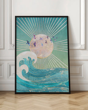 Sunset Golden Ocean Turquoise Poster