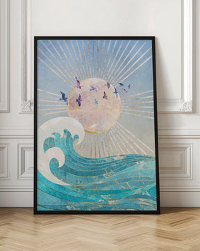 Sunset Golden Ocean Blue Poster