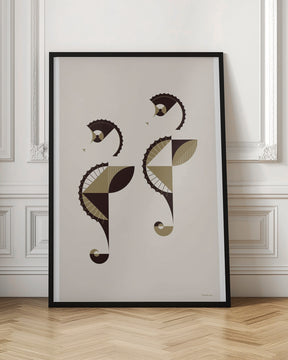 Golden Animals - Seahorses (white Poster