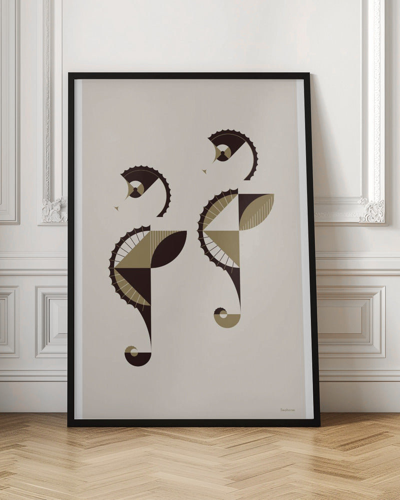 Golden Animals - Seahorses (white Poster