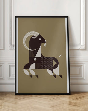 Golden Animals - Kri Kri Goat (Gold) Poster