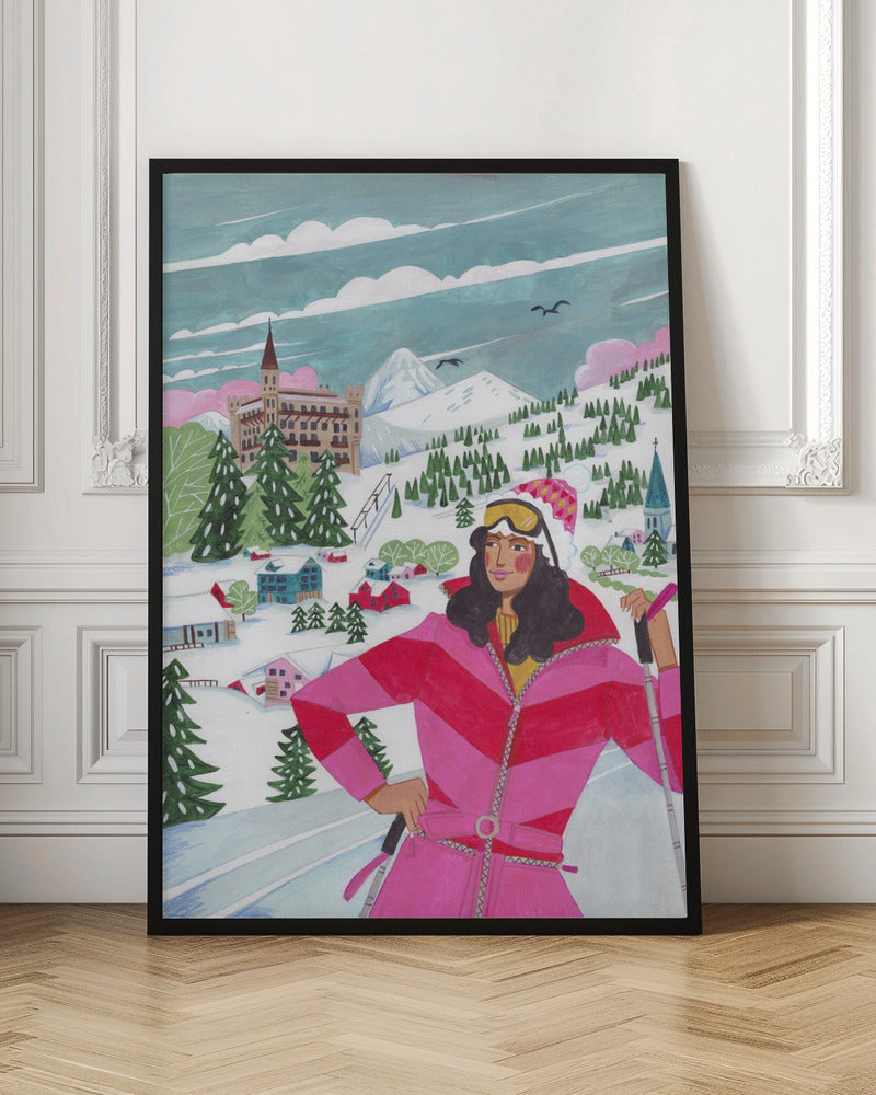 Winter Scene Woman Skiing Poster