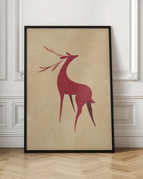 Stylized retro deer red/tan Poster