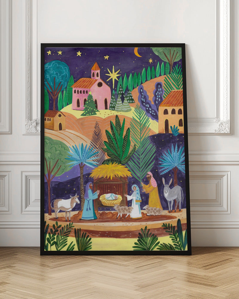 Nativity Scene starry night Poster