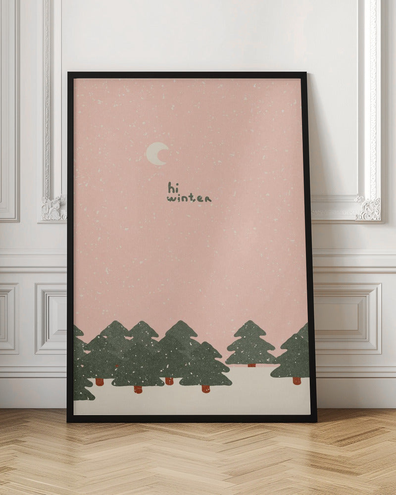 Magical snowfall in the forest. Hello winter Poster