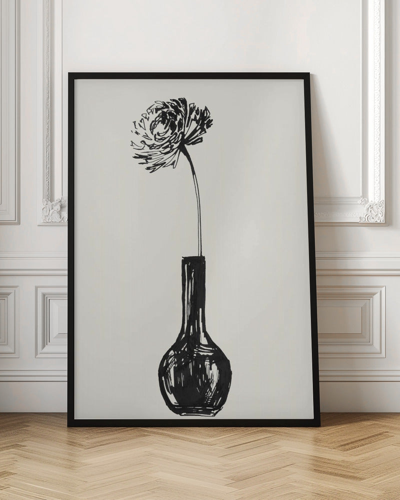 Flower in a vase ink sketch Poster