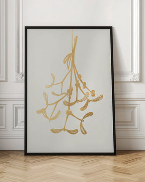 Mistletoe ink sketch (gold) Poster