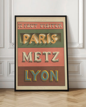 Paris Metz Lyon Poster