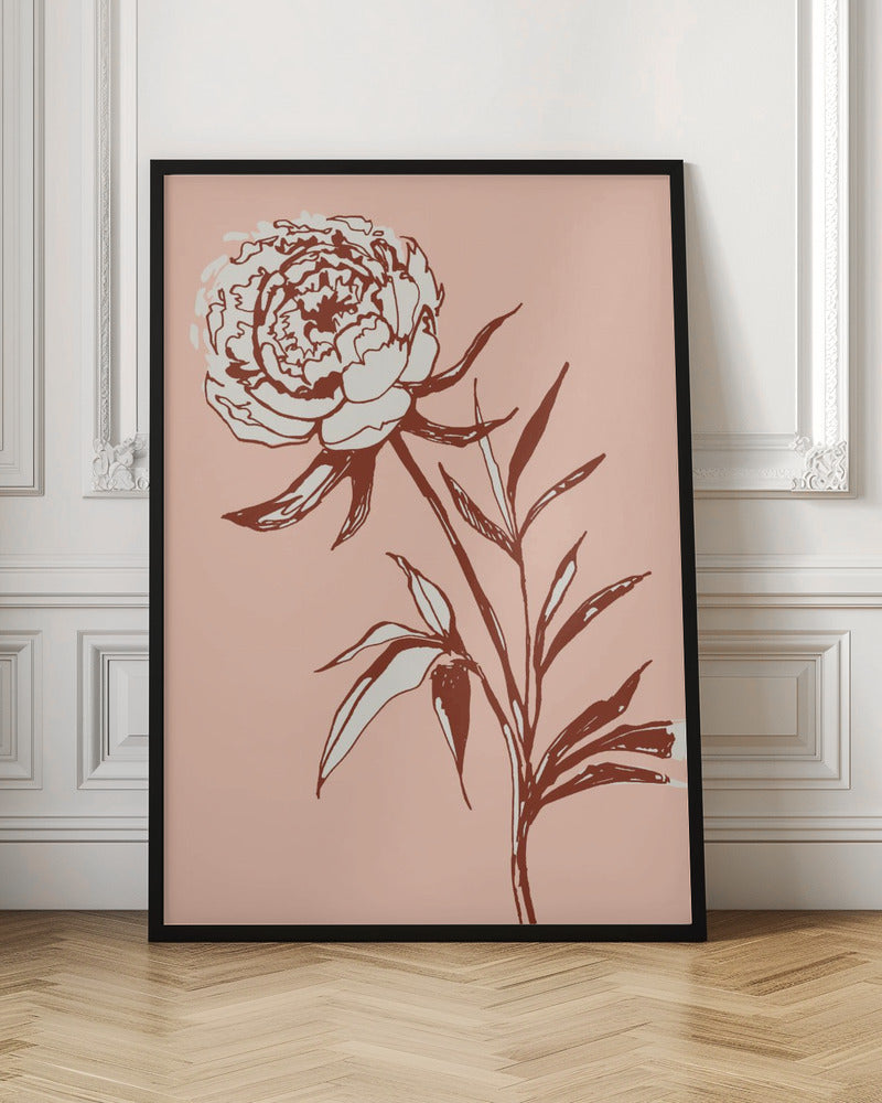 Loose peony ink sketch (pink) Poster