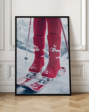 Ski Glamour Red Poster