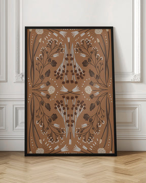 Folk Mirrored Botanicals - Earth Tones Poster