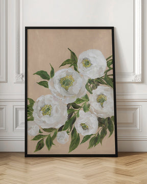 Evadne peonies in coral Poster