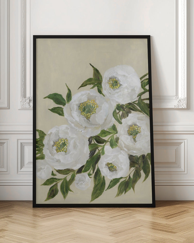 Evadne peonies in beige Poster