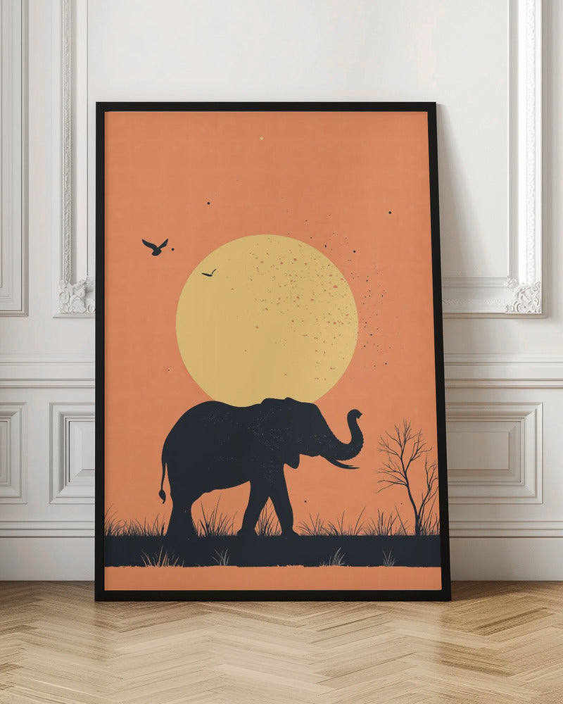 Elephant On the Savannah Poster