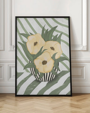 Yellow poppies in vase Poster