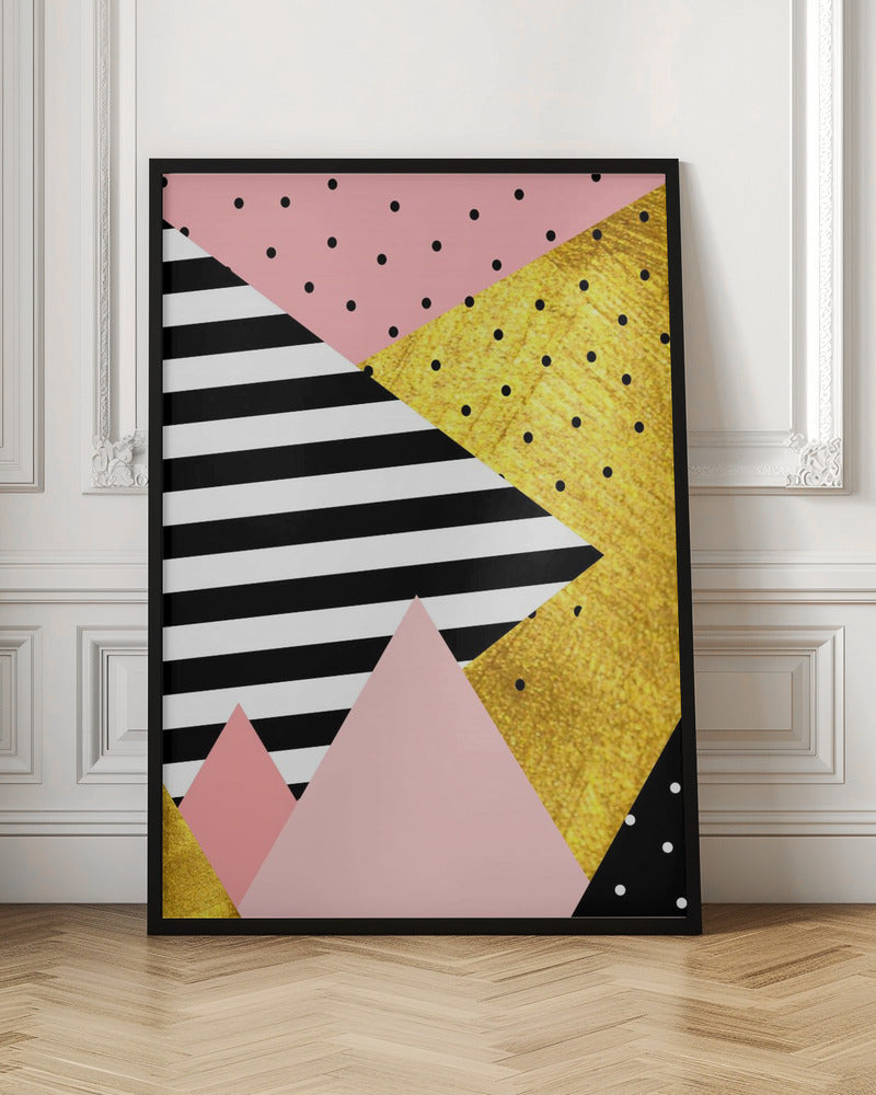 Gold Abstract Pink - Modern Geometric Poster