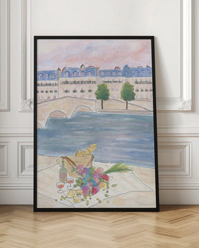 Paris Picnic At the Seine Poster