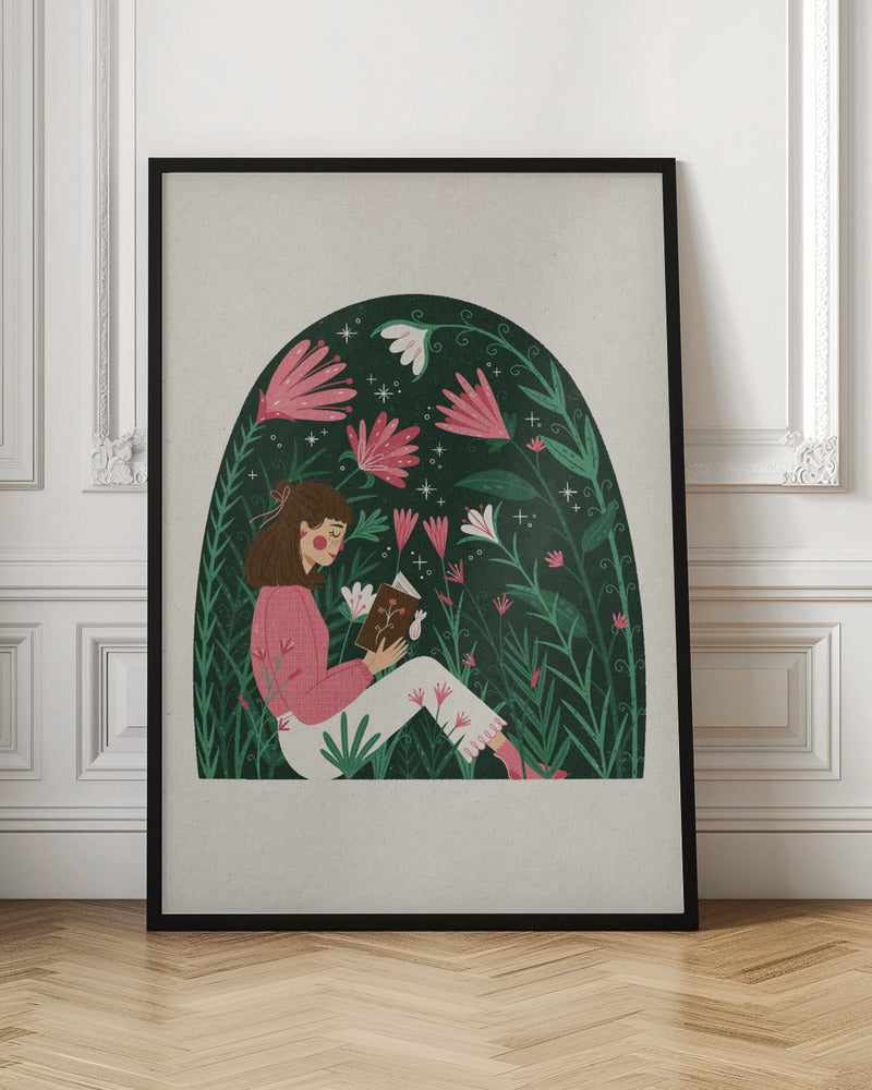 Reading in a Dome of Plants Poster