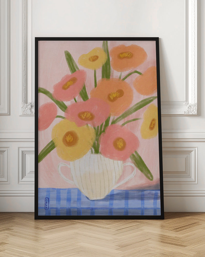 Summer Flowers In a Vase Illustration Poster