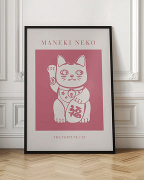 Maneki-neko Cat Pink Poster