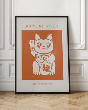 Maneki-neko Cat Orange Poster