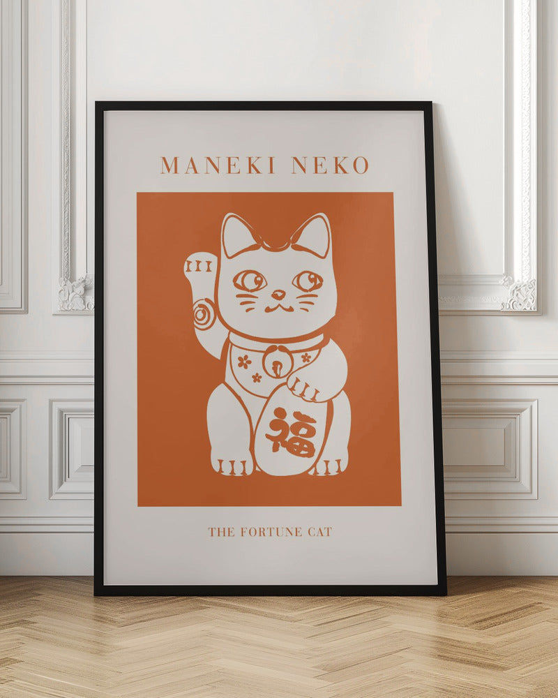 Maneki-neko Cat Orange Poster