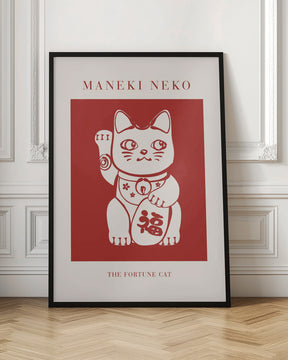 Maneki-Neko Cat Red Poster