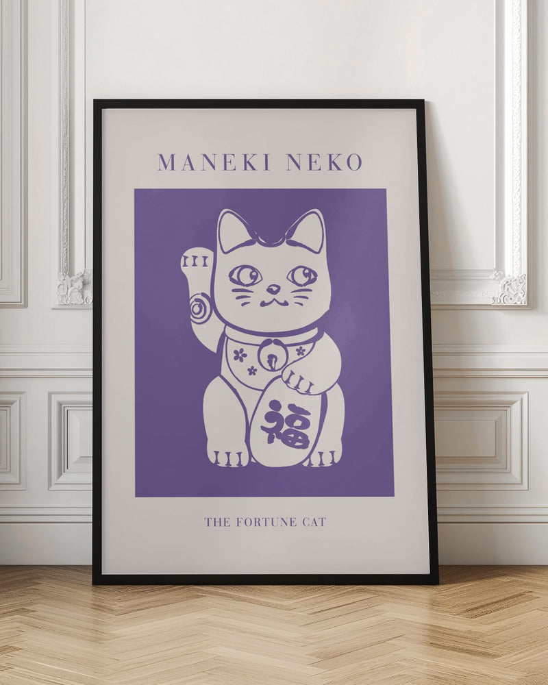 Maneki-neko Cat Purple Poster