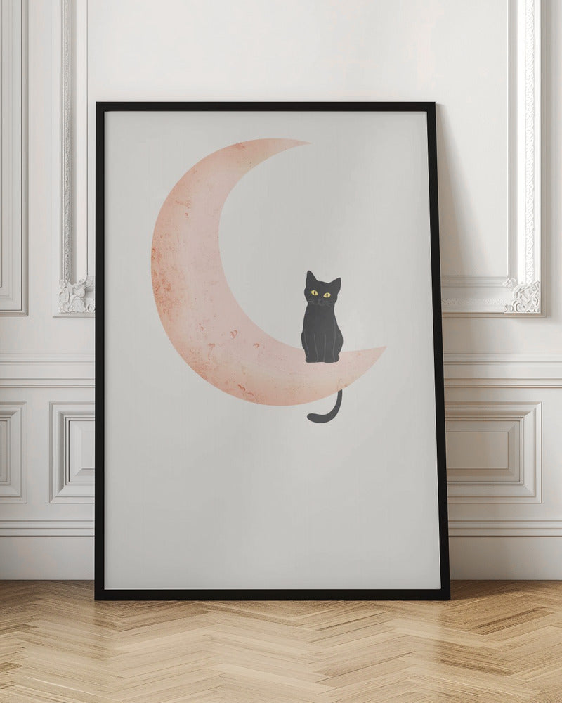 Cat Crescent Moon Poster