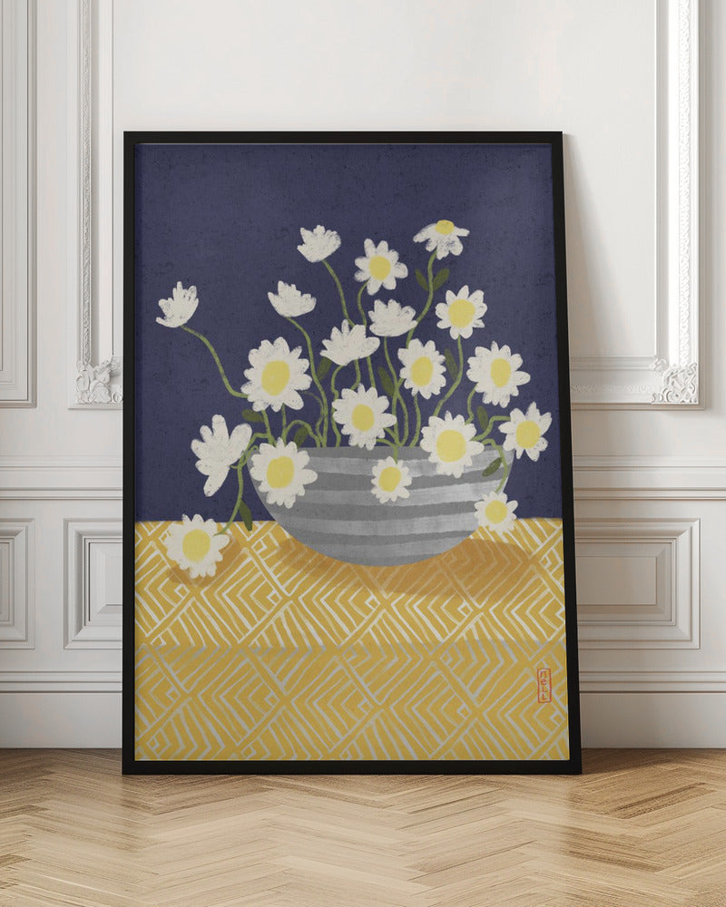 Daisy Bowl In Bloom Illustration Art Poster