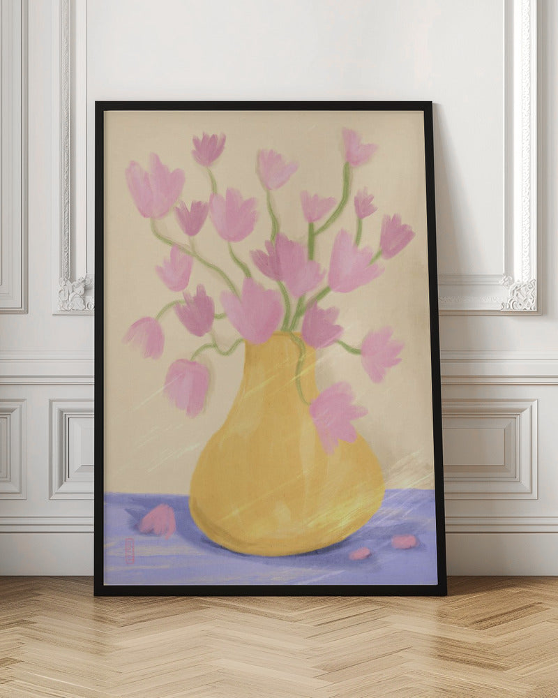 Simple Spring Blossoms In a Vase Illustration Art Poster