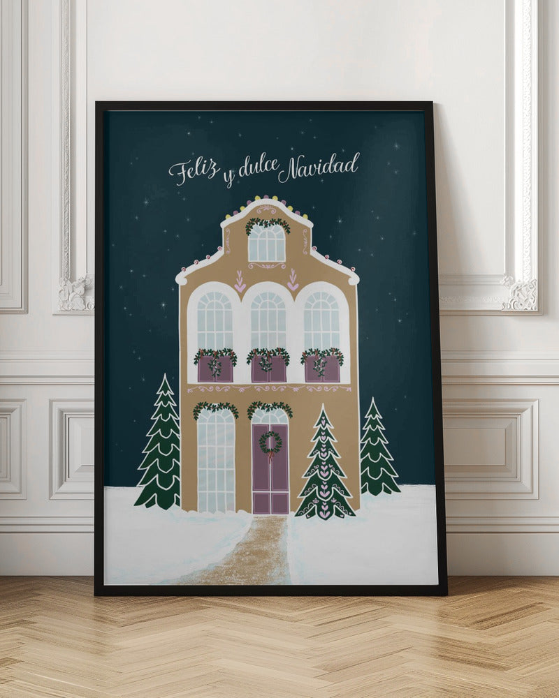 Starry gingerbread home - Feliz y dulce Navidad - Mauve Poster