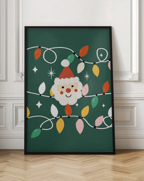 Holiday Christmas Santa Workshop Minimal Retro Green Poster