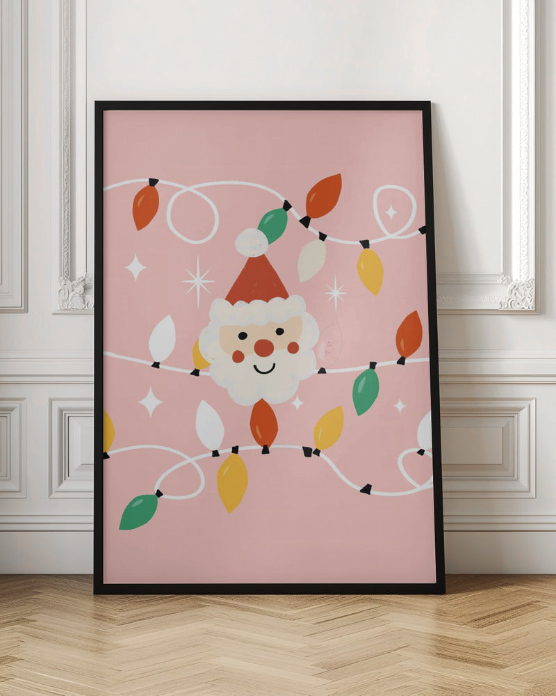 Holiday Christmas Santa Workshop Minimal Retro Pink Poster