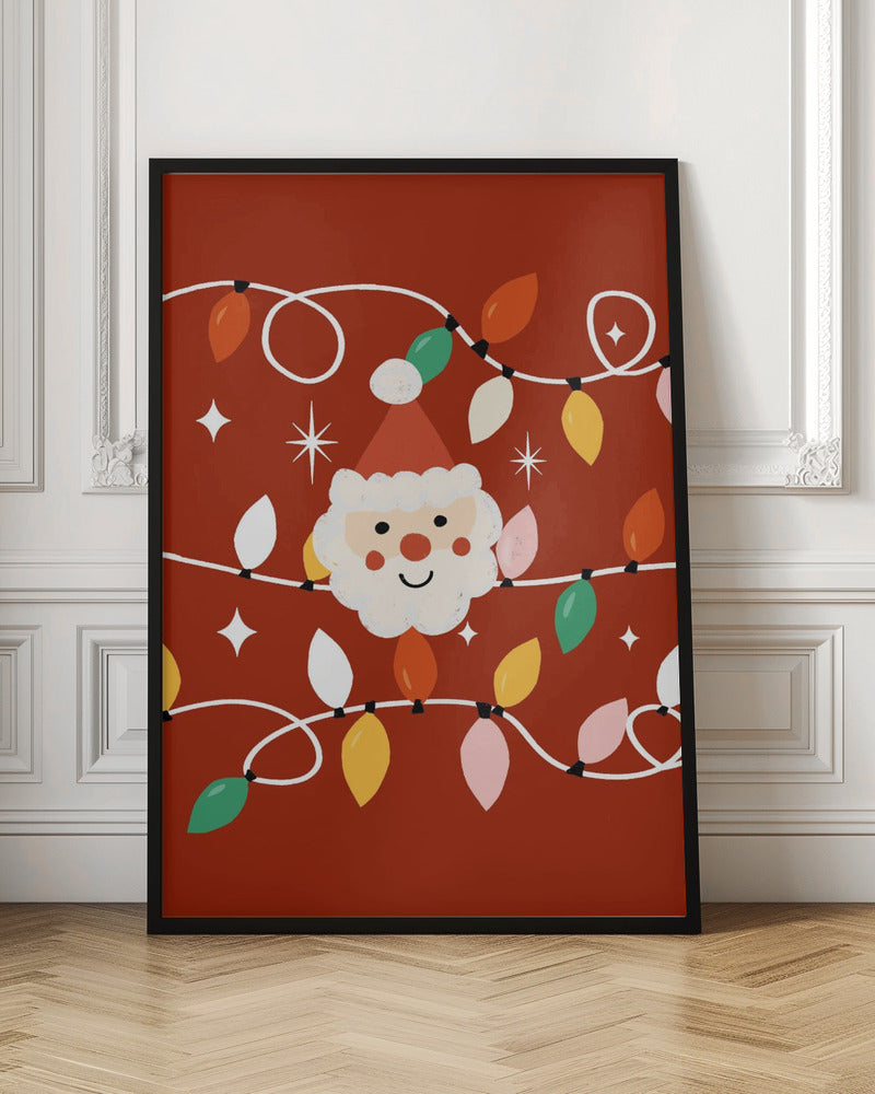 Holiday Christmas Santa Workshop Minimal Retro Red Poster