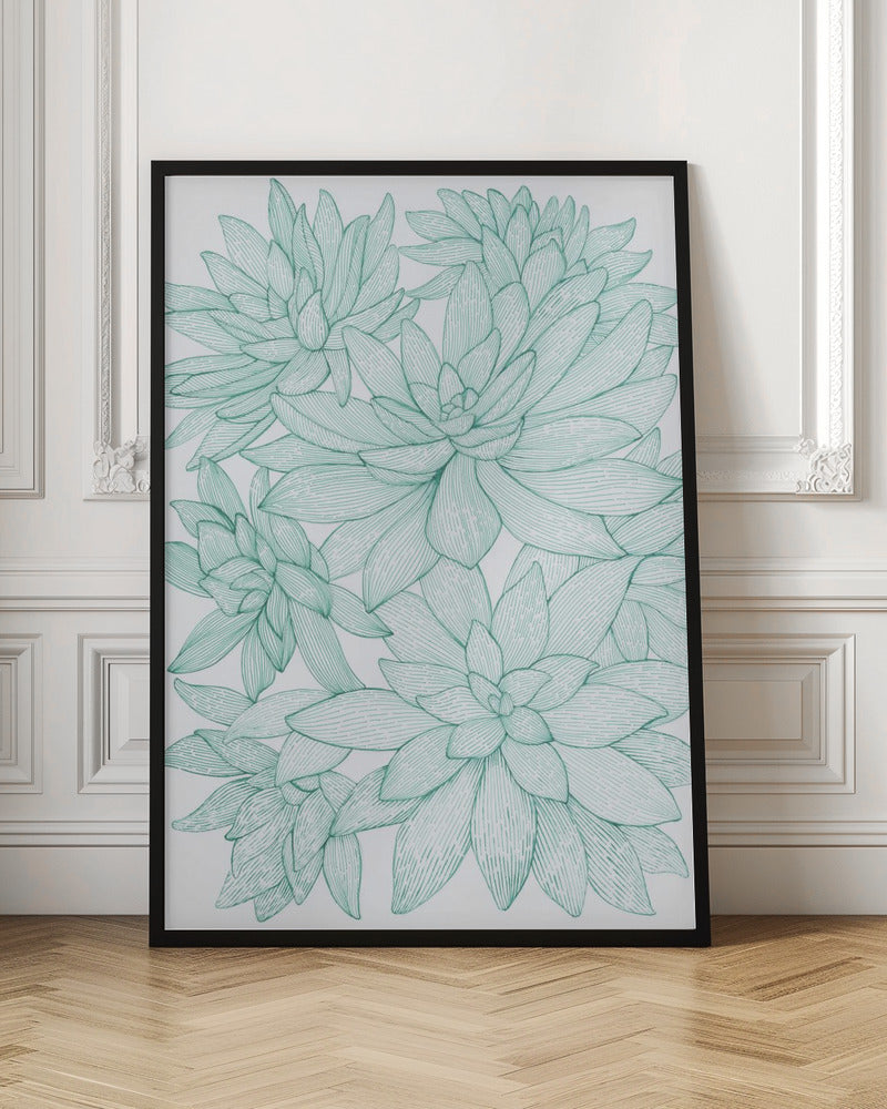 Turquoise Succulents Poster